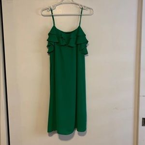 NWT Green ruffle slip dress M